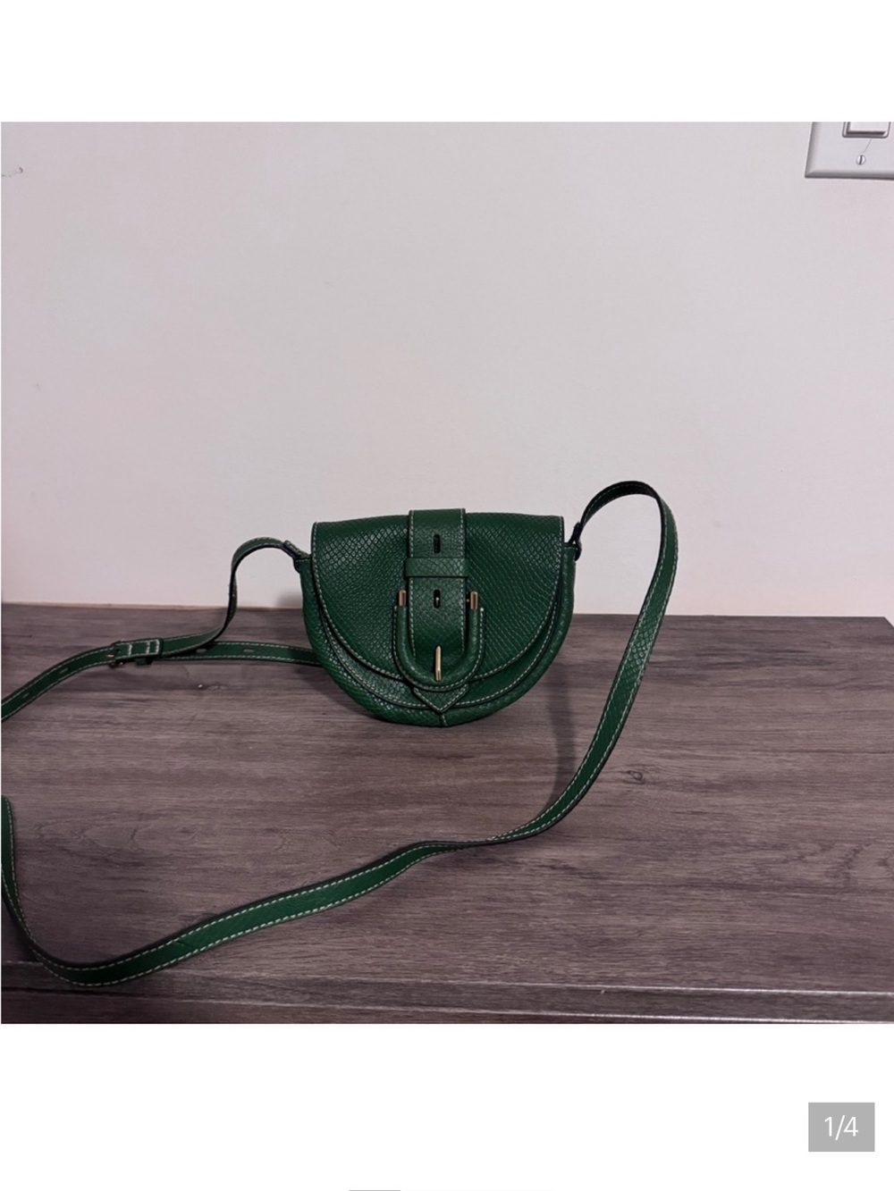 Fossil Dark Green Leather Crossbody